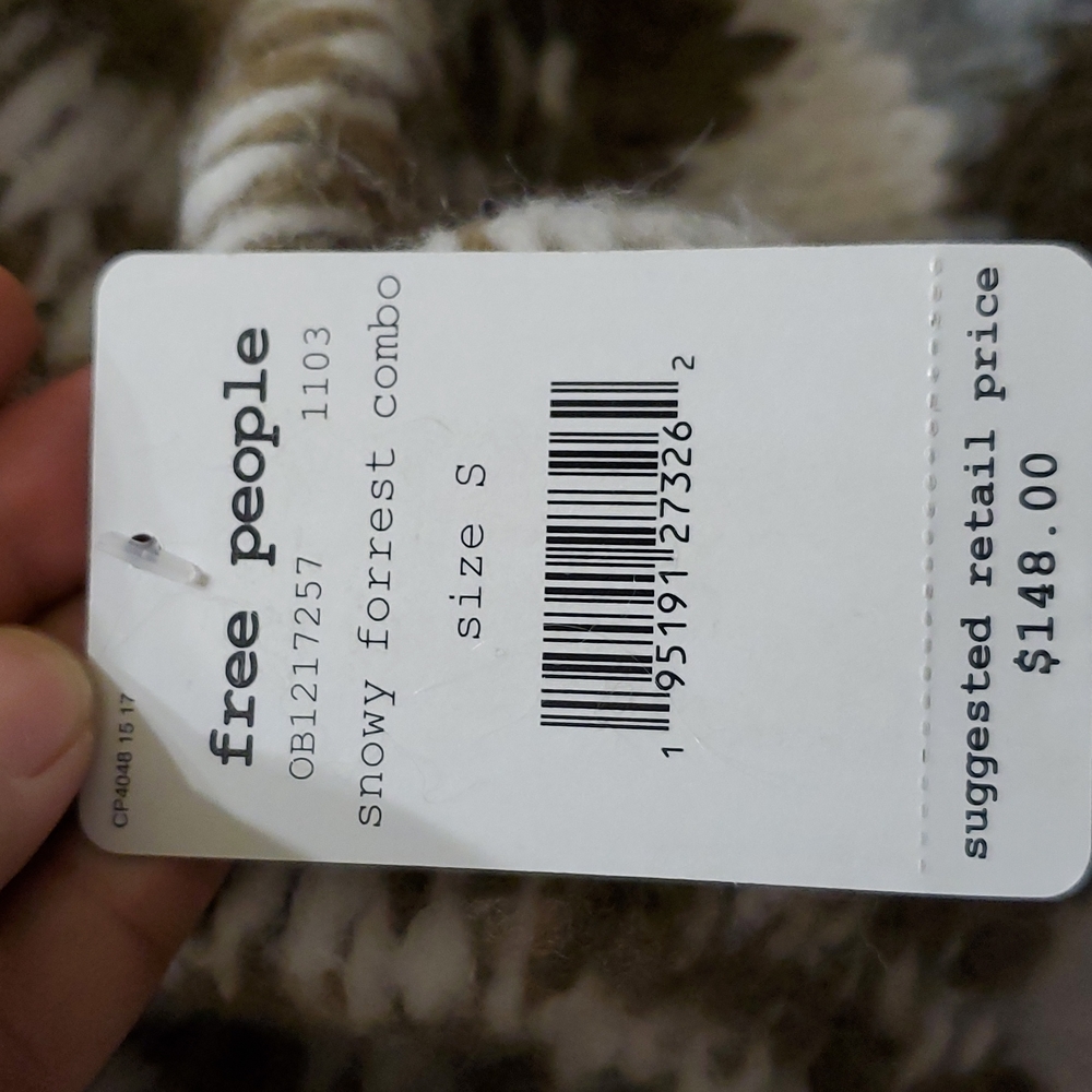 FREE PEOPLE NWT Alpine Pullover Snowy Forest Neutral Alpaca Wool Crop Sweater - Picture 4 of 6